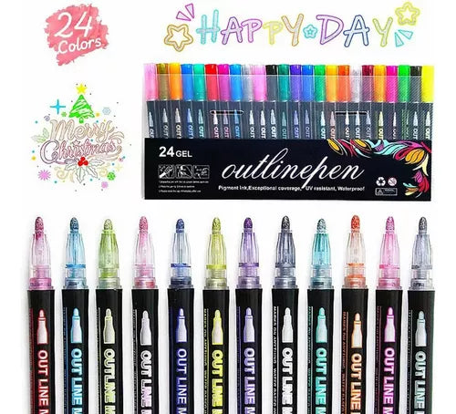 Marcadores metálicos doble línea de 12, 24 y 36 colores