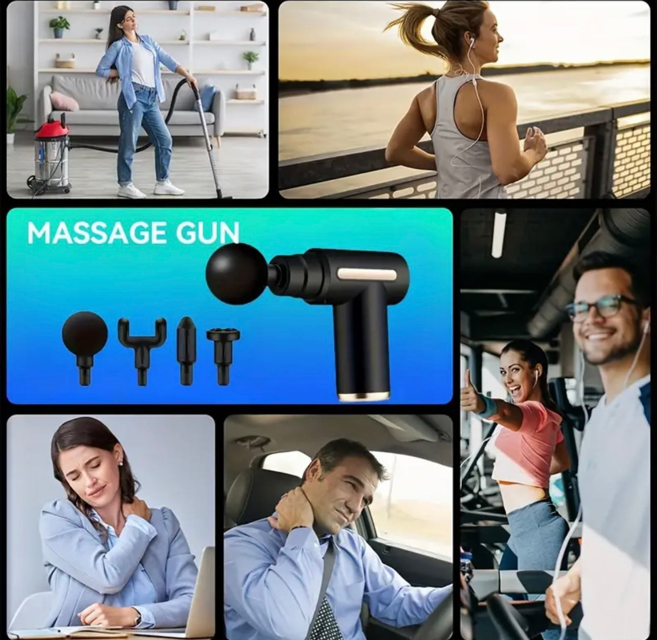 Pistola Masajeadora Portátil 4 en 1
